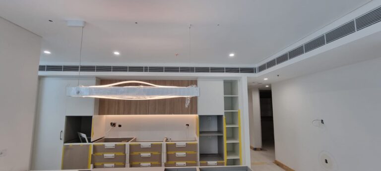 A large hanging light fixture installed in the TV hall, adding a perfect touch and enhancing the room’s beauty.